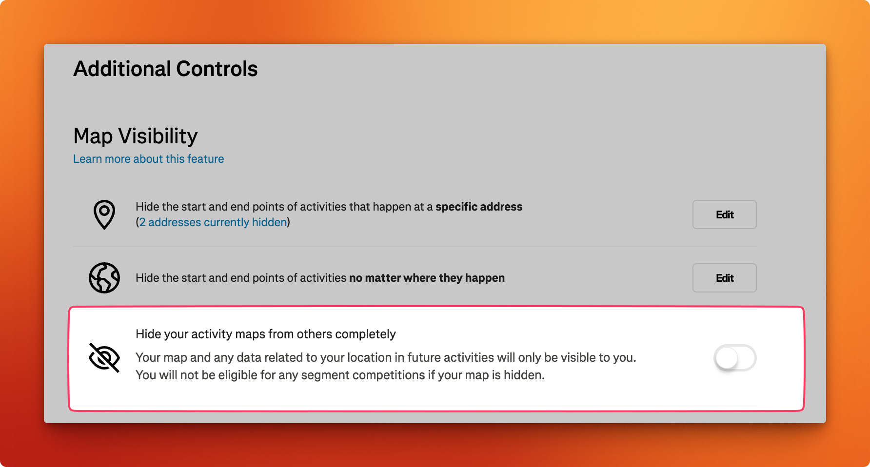 Strava API privacy settings