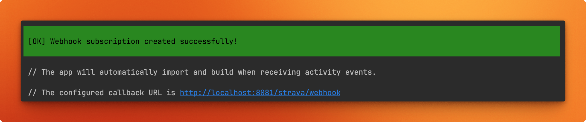Strava webhook subscription